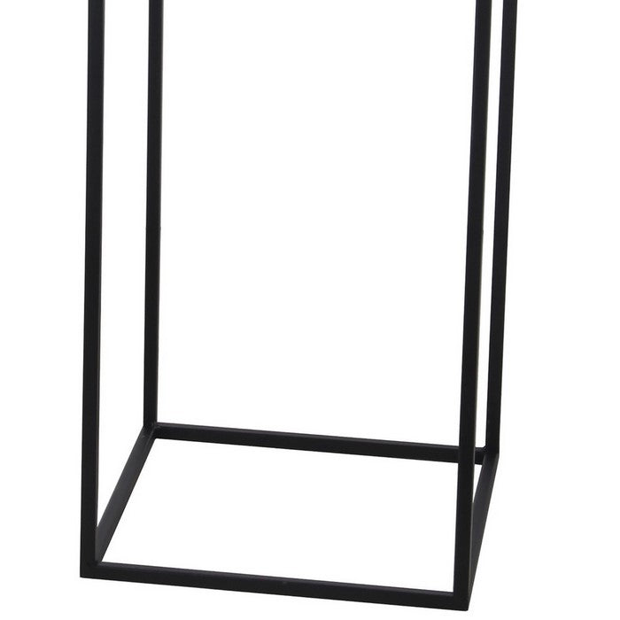 Metal Round Planter with Square Shaped Frame, Set of 2, Black and White