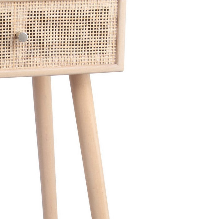 1 Drawer Accent Stand with Mesh Pattern and Splayed Legs, Brown