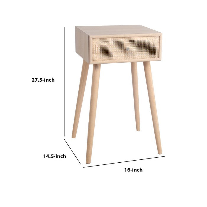 1 Drawer Accent Stand with Mesh Pattern and Splayed Legs, Brown