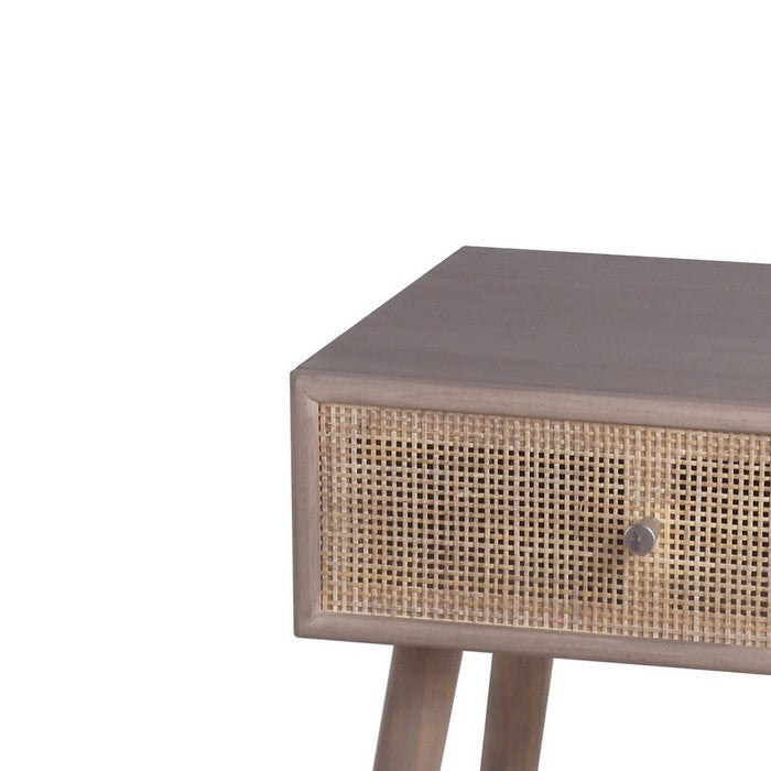 1 Drawer Accent Stand with Mesh Pattern and Splayed Legs, Gray