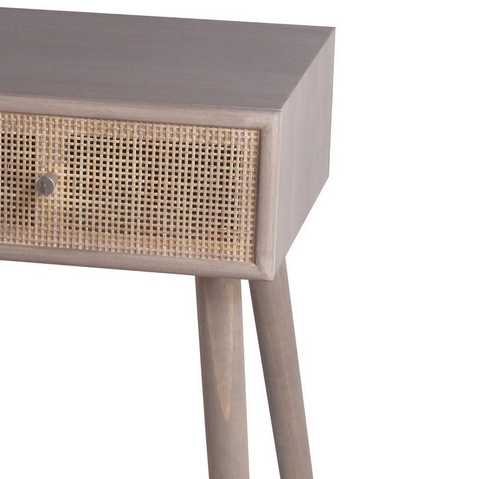 1 Drawer Accent Stand with Mesh Pattern and Splayed Legs, Gray
