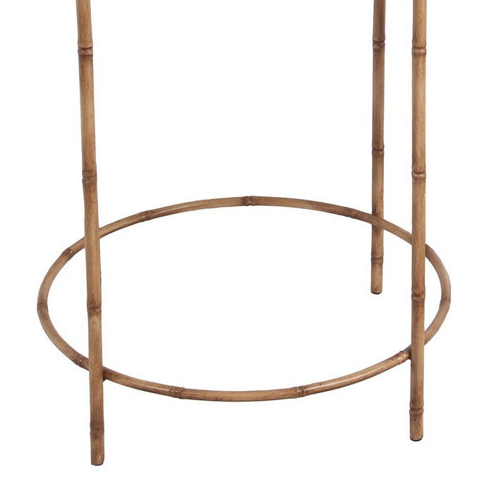 Farmhouse Round Top Accent Table with Rough Hewn Texture, Set of 2, Brown