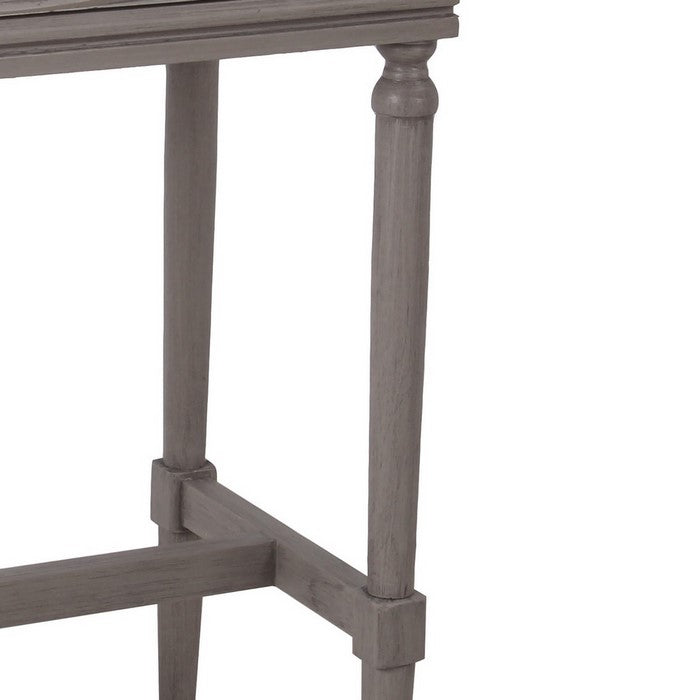 1 Drawer Wooden Accent Stand with Tapered Turned Legs, Light Gray