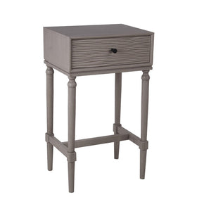 1 Drawer Wooden Accent Stand with Tapered Turned Legs, Light Gray