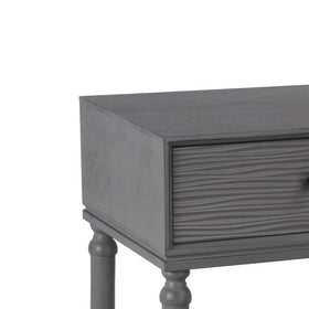 1 Drawer Wooden Accent Stand with Tapered Turned Legs, Gray