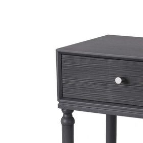 1 Drawer Wooden Accent Stand with Tapered Turned Legs, Dark Gray