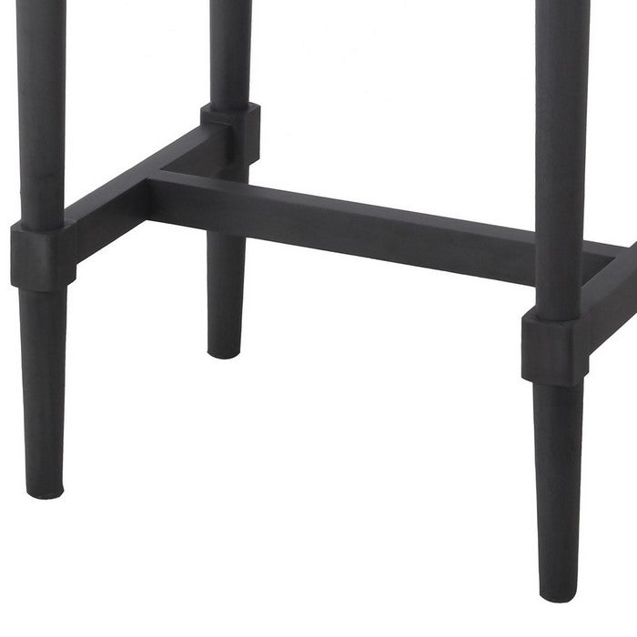 1 Drawer Wooden Accent Stand with Tapered Turned Legs, Dark Gray