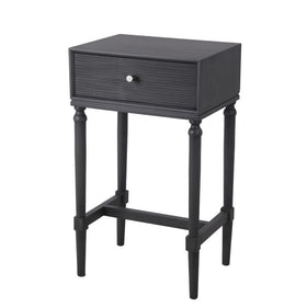 1 Drawer Wooden Accent Stand with Tapered Turned Legs, Dark Gray