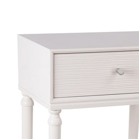 1 Drawer Wooden Accent Stand with Tapered Turned Legs, White