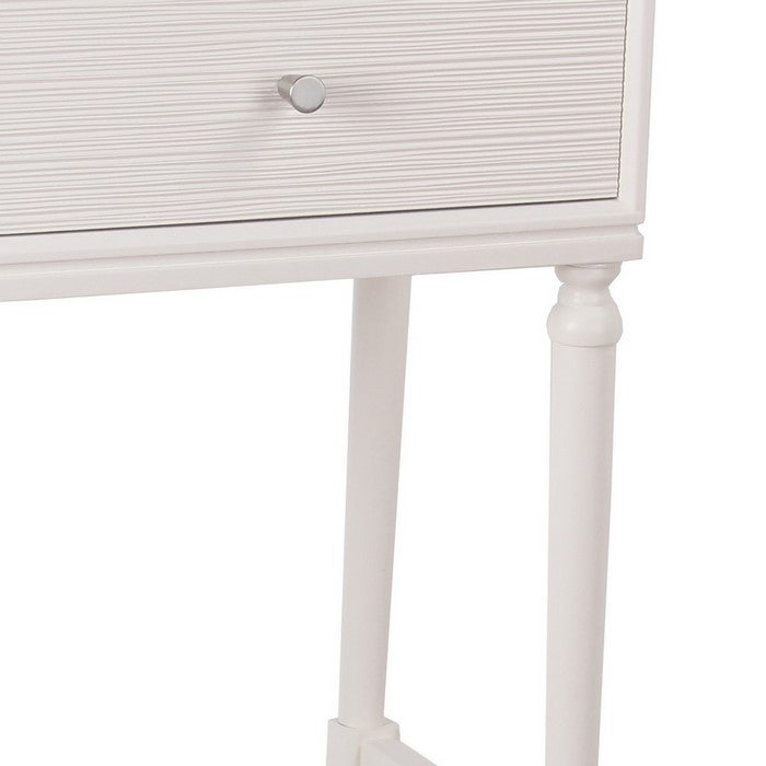 1 Drawer Wooden Accent Stand with Tapered Turned Legs, White