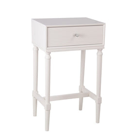 1 Drawer Wooden Accent Stand with Tapered Turned Legs, White