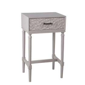 1 Drawer Accent Stand with Bar Handle and Turned Legs, Antique White