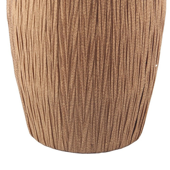 Drum Shaped Metal Planter with Fabric Wrapped Frame, Brown