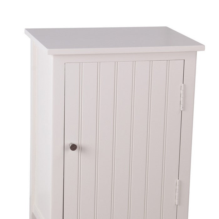 1 Door Storage Accent Stand with Vertical Design and Round Knob, White