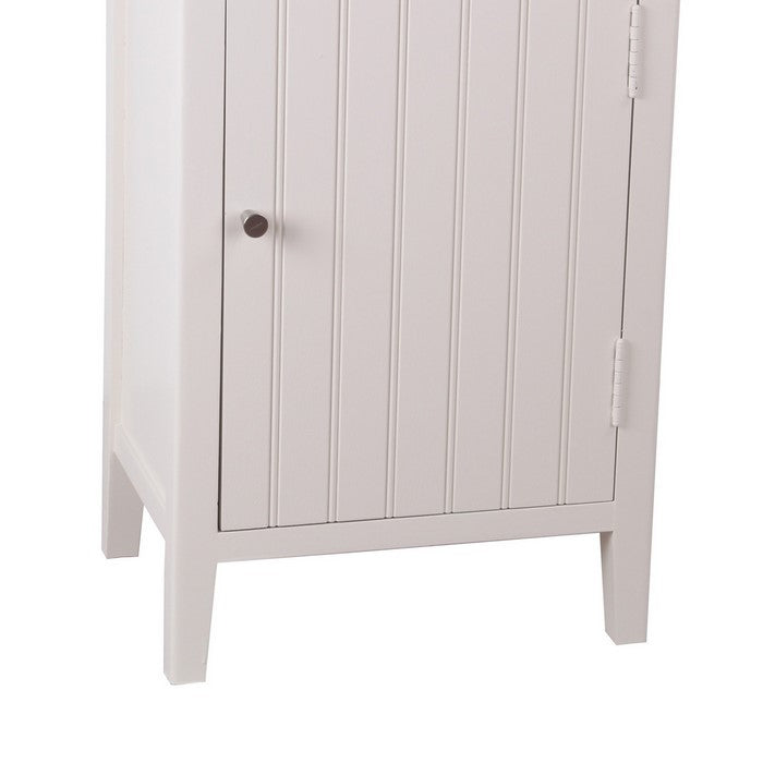 1 Door Storage Accent Stand with Vertical Design and Round Knob, White