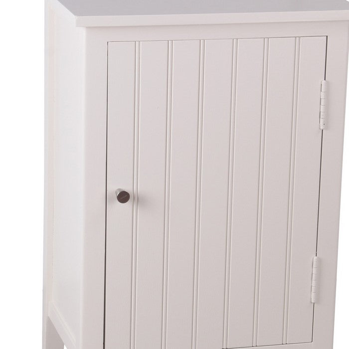1 Door Storage Accent Stand with Vertical Design and Round Knob, White