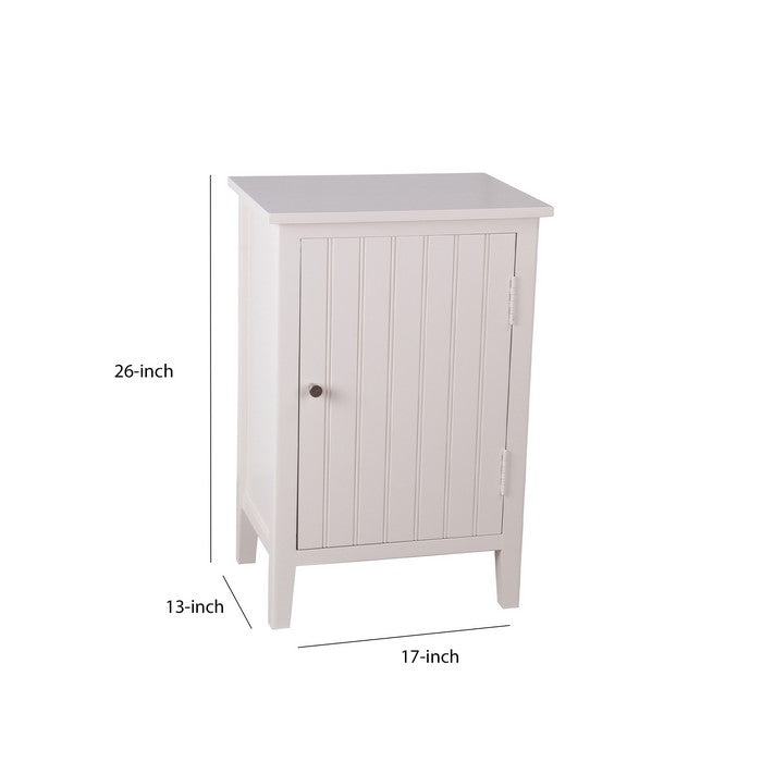 1 Door Storage Accent Stand with Vertical Design and Round Knob, White