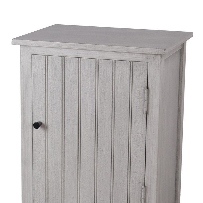 1 Door Storage Accent Stand with Vertical Design and Round Knob, Gray