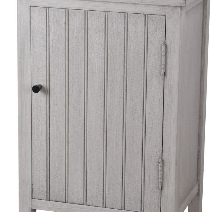 1 Door Storage Accent Stand with Vertical Design and Round Knob, Gray
