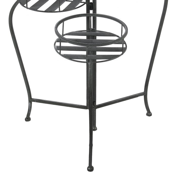 Adjustable 3 Tier Metal Planter with Scrolled Design Frame, Black