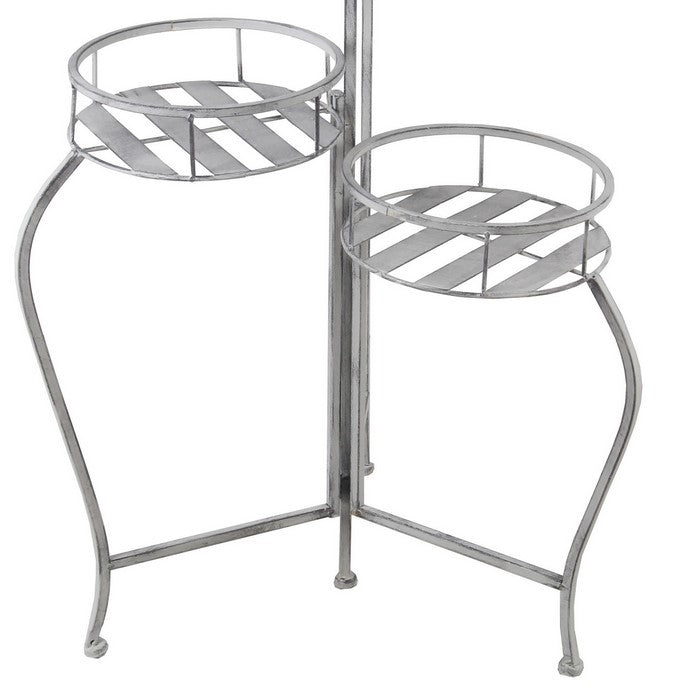 Adjustable 3 Tier Metal Planter with Scrolled Design Frame, White