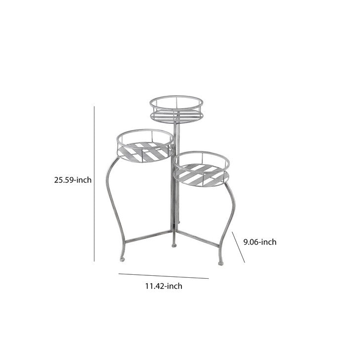 Adjustable 3 Tier Metal Planter with Scrolled Design Frame, White