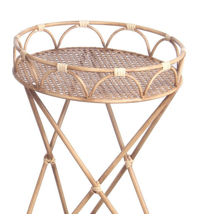 Farmhouse Bamboo Accent Table with Intersected Hairpin Legs, Set of 2,Brown