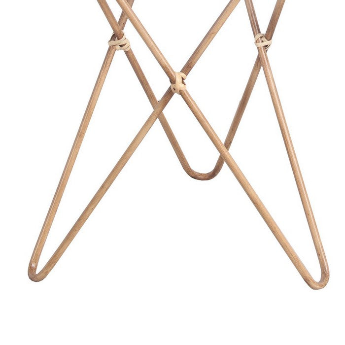 Farmhouse Bamboo Accent Table with Intersected Hairpin Legs, Set of 2,Brown