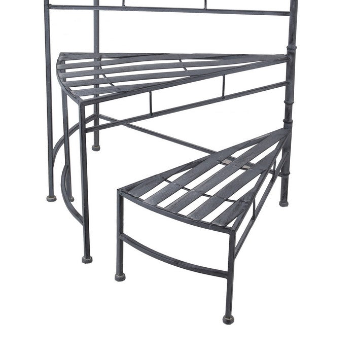 3 Tier Metal Plant Stand with Triangle Slatted Top and Tubular Legs, Gray