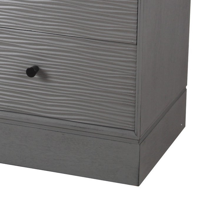 3 Drawer Wooden Accent stand with Streamline Pattern, Gray
