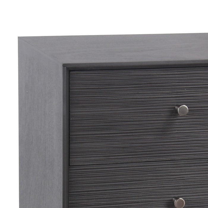 3 Drawer Wooden Accent stand with Engraved Streamline Texture, Gray