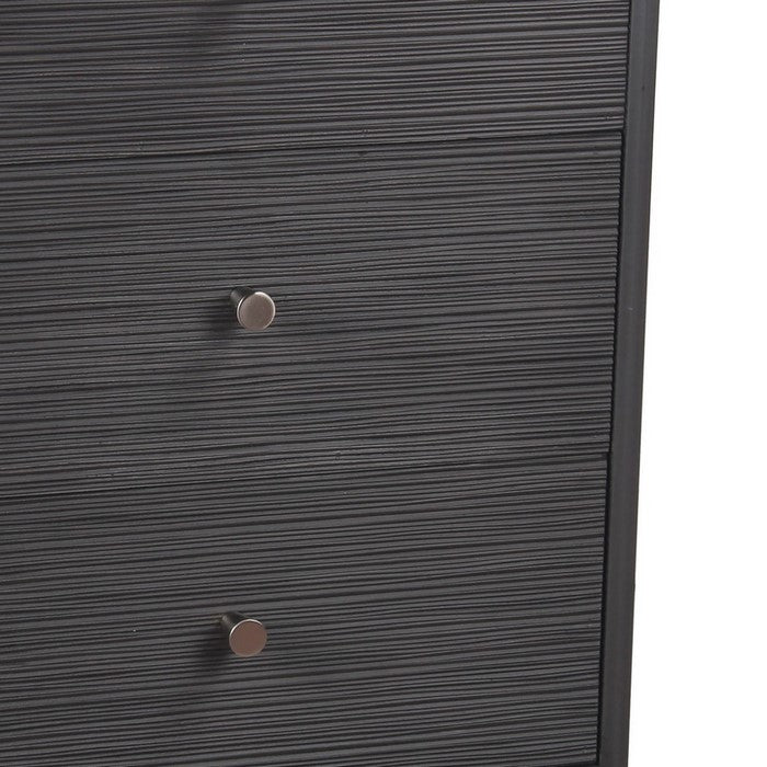 3 Drawer Wooden Accent stand with Engraved Streamline Texture, Gray