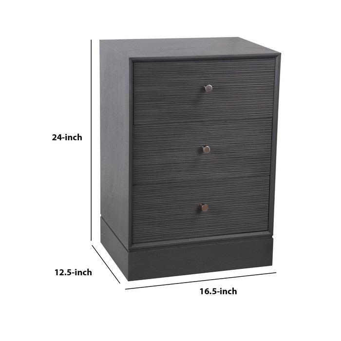 3 Drawer Wooden Accent stand with Engraved Streamline Texture, Gray