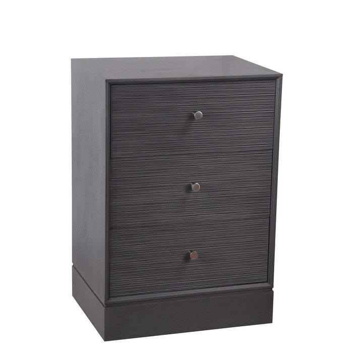 3 Drawer Wooden Accent stand with Engraved Streamline Texture, Gray