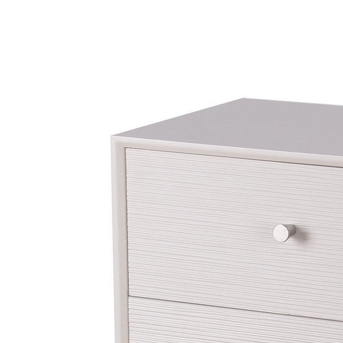 3 Drawer Wooden Accent stand with Engraved Streamline Texture, White