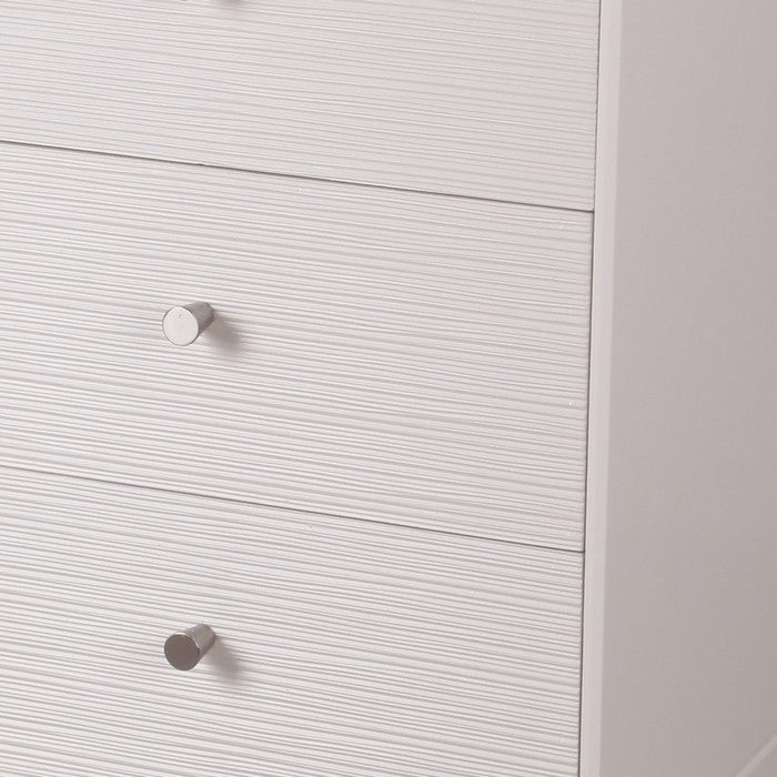 3 Drawer Wooden Accent stand with Engraved Streamline Texture, White
