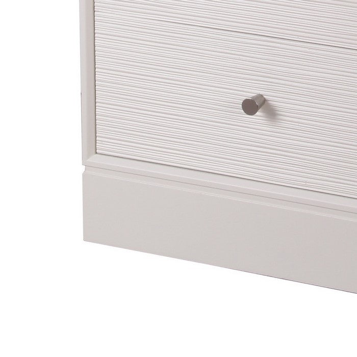 3 Drawer Wooden Accent stand with Engraved Streamline Texture, White