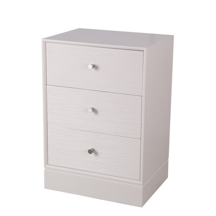 3 Drawer Wooden Accent stand with Engraved Streamline Texture, White