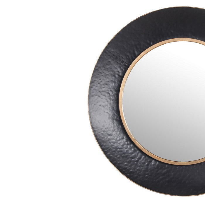 Dual Encased Metal Frame Round Wall Mirror, Medium, Black and Gold
