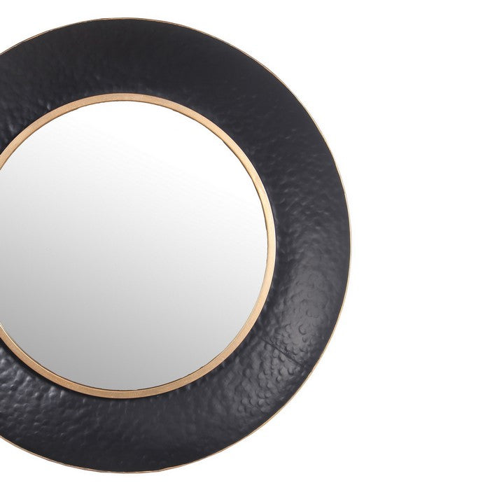 Dual Encased Metal Frame Round Wall Mirror, Medium, Black and Gold