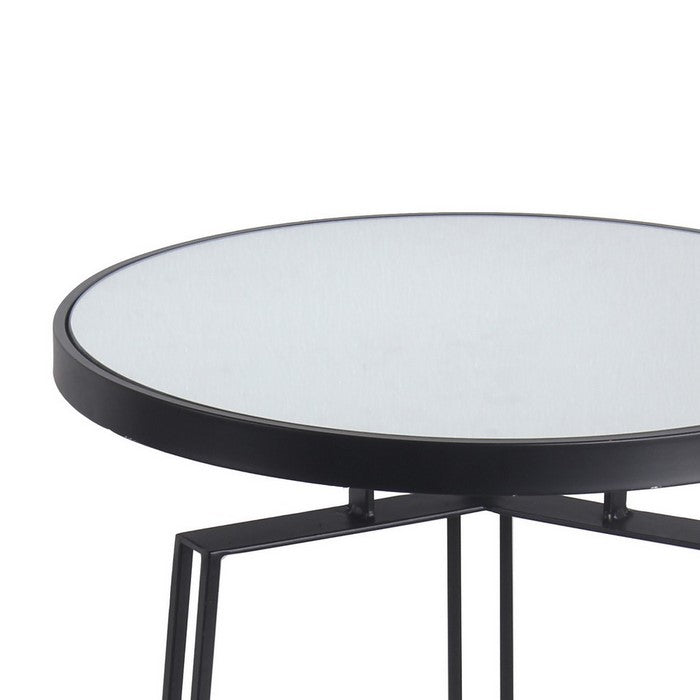 Tripod Metal Accent Table with Round Top and Y shaped Base, Black