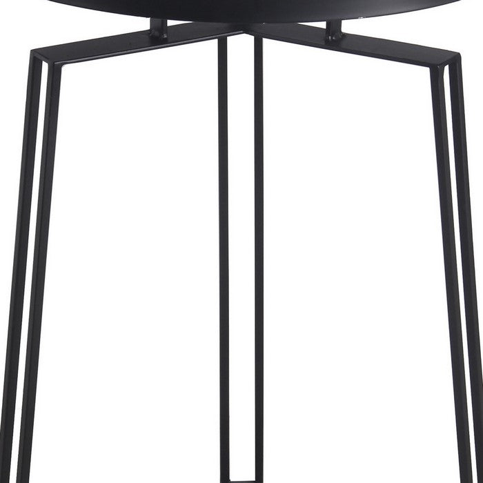 Tripod Metal Accent Table with Round Top and Y shaped Base, Black
