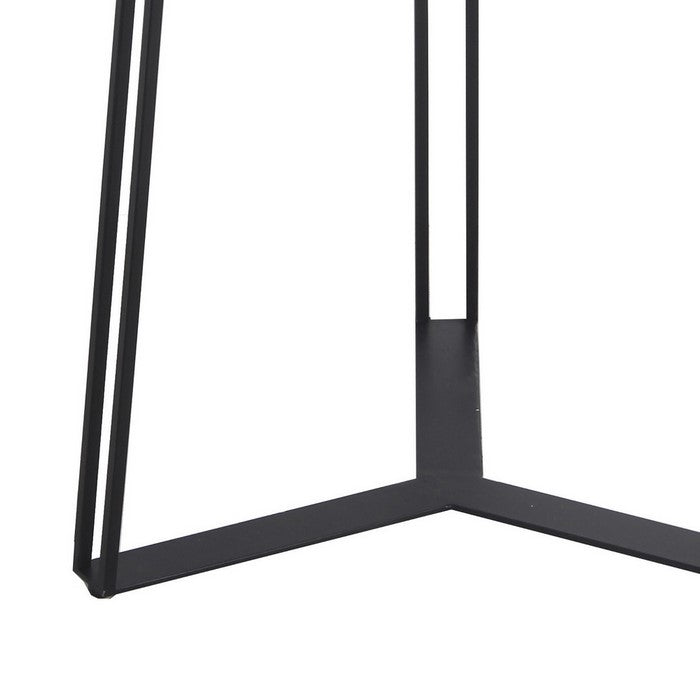 Tripod Metal Accent Table with Round Top and Y shaped Base, Black