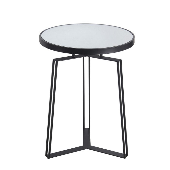 Tripod Metal Accent Table with Round Top and Y shaped Base, Black