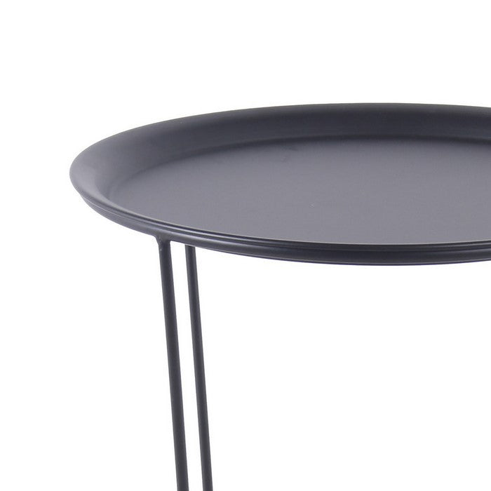 Metal Accent Table with Storage Compartment, Large, Black and Brown