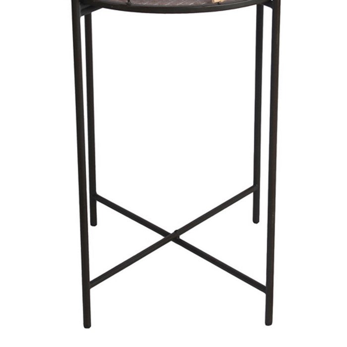 Rail Top Metal Accent Table with Tubular Legs, Set of 3, Black and Brown