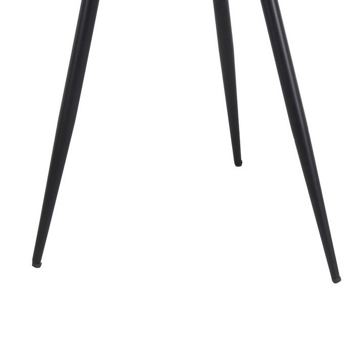 Metal Accent Table with Floral Pattern Round Tray Top, Set of 2, Black