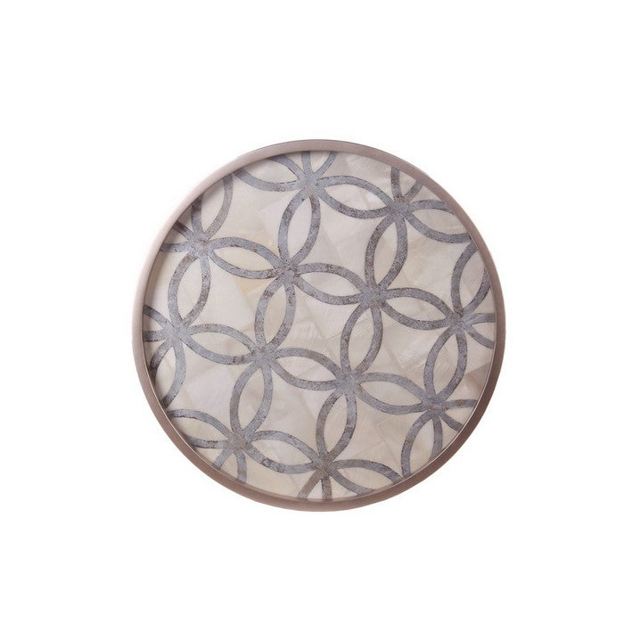 Metal Accent Table with Quatrefoil Pattern Top, Set of 2, Black and Gold