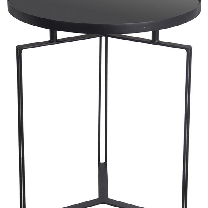 Metal Accent Table with Round Top and Y shaped Tripod Base, Set of 2, Black