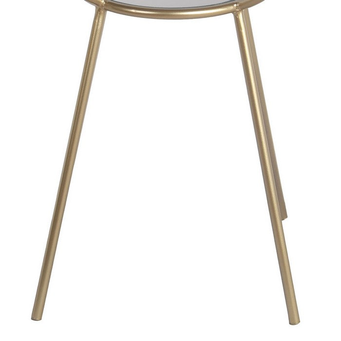Metal Accent Table with Glass Top and Open Glass Shelf, Gold